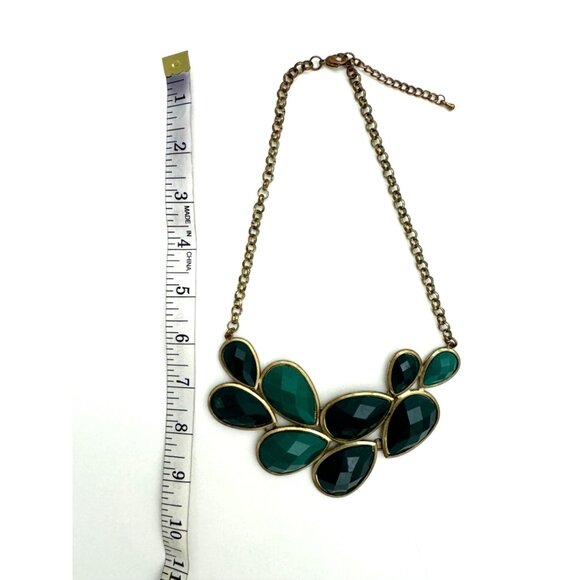 GREEN TEARDROP STATEMENT NECKLACE Jewelry Beaded Wedding Christmas Holiday Party - Picture 2 of 2